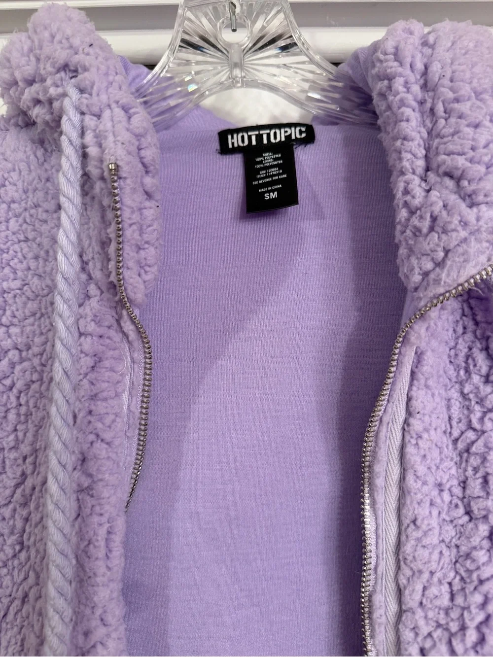 Hot Topic Lilac Sherpa Hooded Zip-Up Jacket